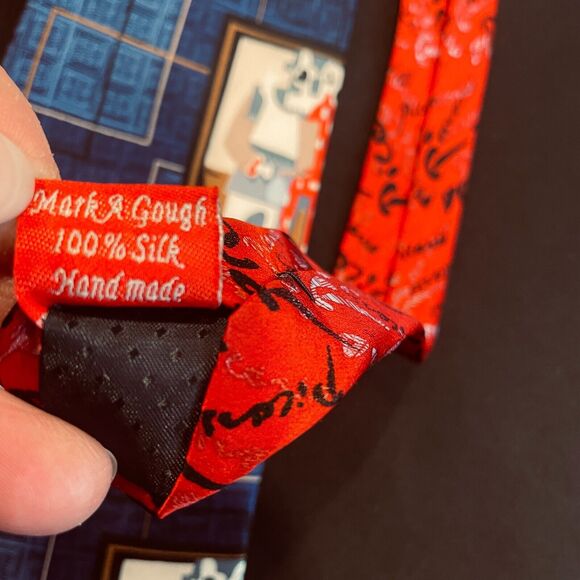 ~ ~100% Silk Handmade Picasso "Pierrot et Arlequin" Mark A. Gough Neck Tie Rare - Picture 6 of 16